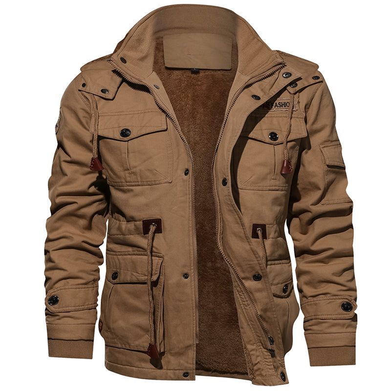 Men Winter Fleece Jacket Warm Hooded Coat Thermal Thick Outerwear Military Jacket - Carvan Mart