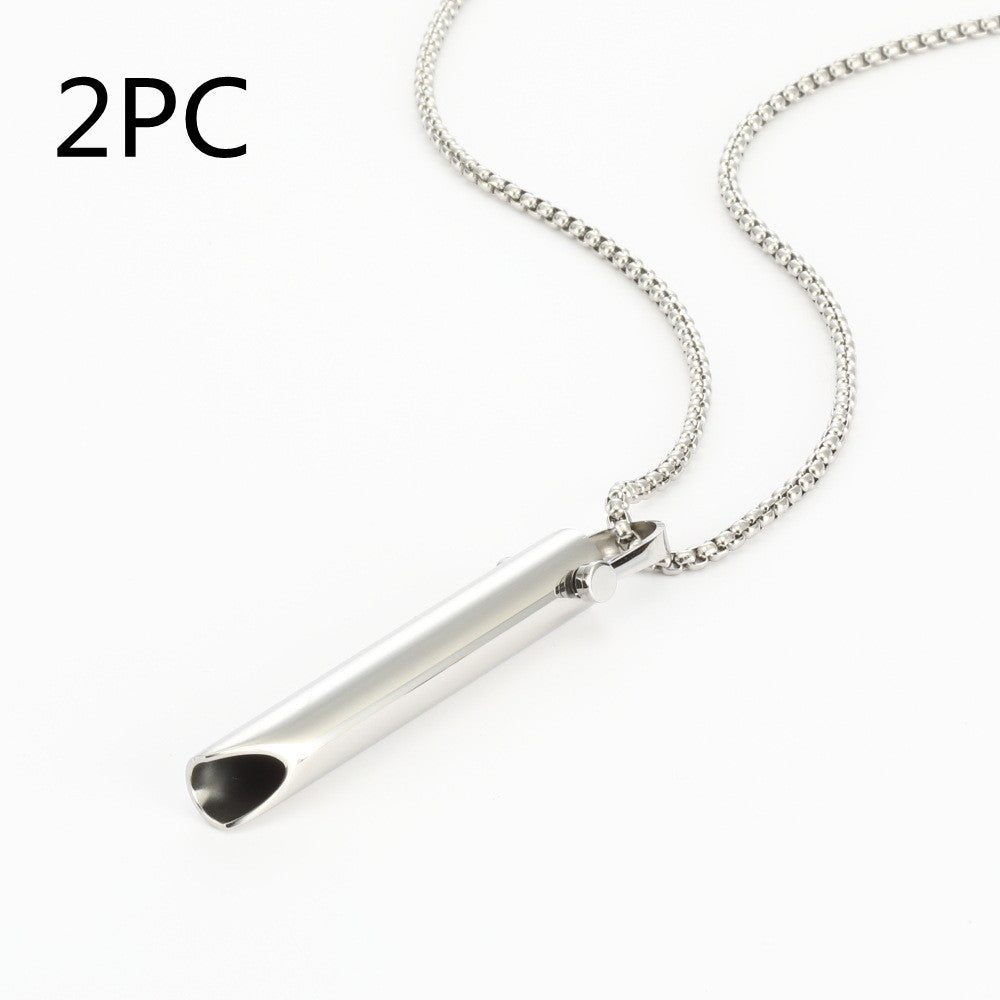 Minimalist Bar Pendant Necklace Breathing Relieve Pressure Ornament Decompression Necklace - Steel Color 2PC - Necklaces - Carvan Mart