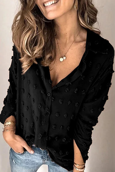 Spring And Summer New Cross-border Women's Clothing Fashion Long Sleeve Shirt - Black - Winter Tops - Carvan Mart