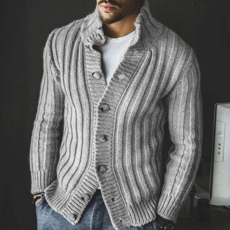 Men's Casual Single-breasted Knitted Sweater - - Men's Sweaters - Carvan Mart