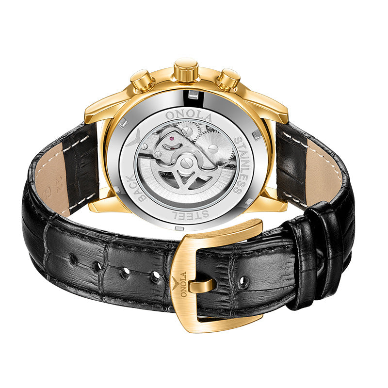 Stylish And Versatile Automatic Mechanical Leather Watch - Carvan Mart