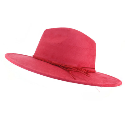 Jazz Women's 10cm Brim Suede Peach Top Tassel Hat - Red M56 58cm - Women's Hats & Caps - Carvan Mart