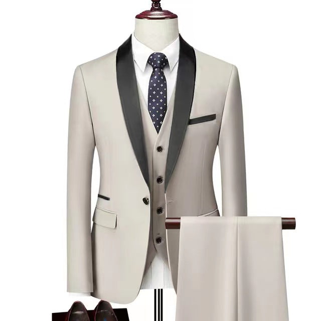 Men 3 Piece Suit Set Men Wedding Suits Groom Tuxedos - - Men Suits & Sets - Carvan Mart