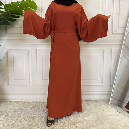 Solid Color Plus Size Lace-up Muslim Dress - Carvan Mart Ltd