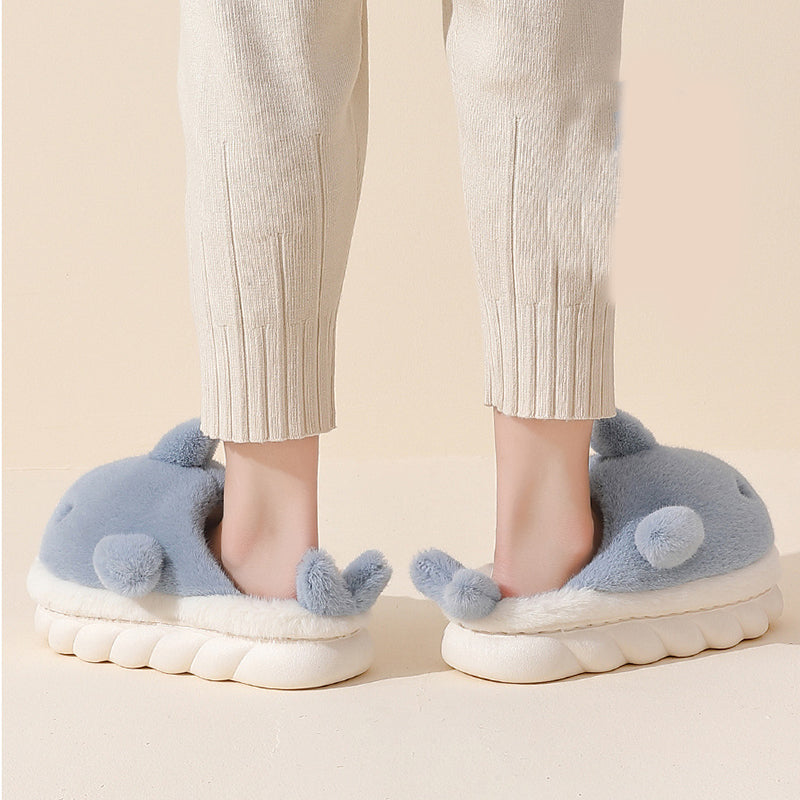 Shark Slippers Soft Sole Furry Shoes Home Bedroom Slippers - Carvan Mart