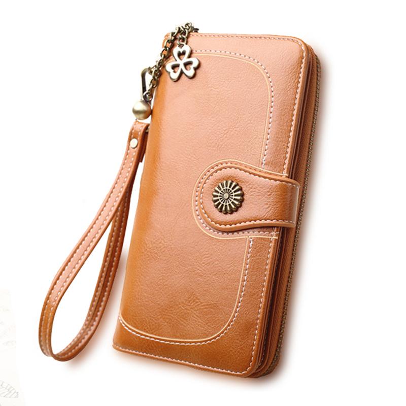 Split Leather Long Wallet for Women - Carvan Mart