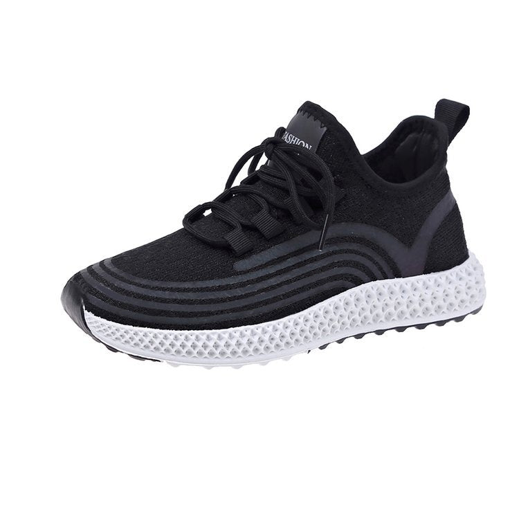 Breathable Lightweight Knit Sneakers - Comfortable Women's Walking Shoes - Black - Women's Shoes - Carvan Mart