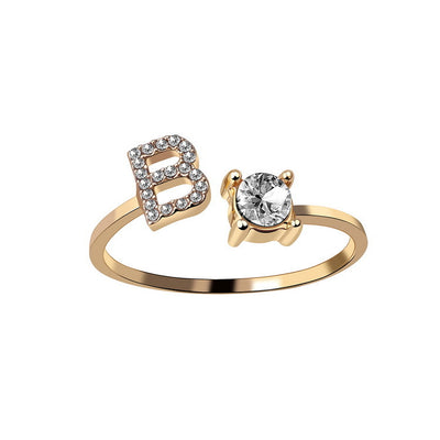 Letter Ring Fashion Jewelry Elegant Rings - Gold B - Women's Rings - Carvan Mart