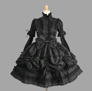 Lolita Dress with Lace Trim and Bowknot for Cosplay and Parties - Carvan Mart