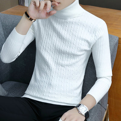 Slim-fit Sweater Men High Neck Bottoming T-shirt Sweater Men - White - Men's Sweaters - Carvan Mart