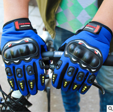 Outdoor motorcycle electric bicycle riding non-slip gloves sunscreen hard shell CS full finger sports touch screen gloves wholesale - Blue - Men's Gloves - Carvan Mart