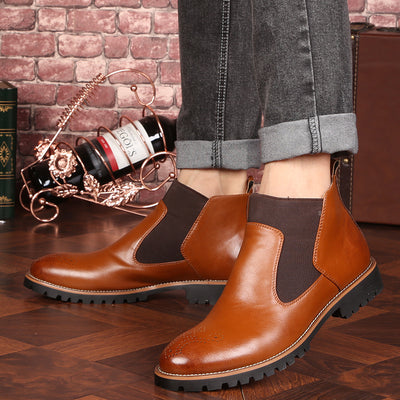 Brock Leather Boots Men Shoes Men Martin Boots - Brown - Men's Boots - Carvan Mart