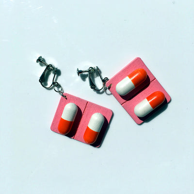 Capsule pills funny funny earrings - B Pink - Earrings - Carvan Mart