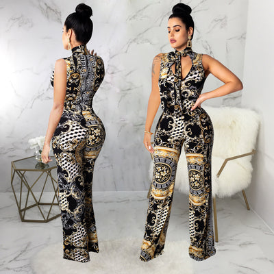 Strapless Floral Print Romper Boho Belted Wide-Leg Jumpsuit - - Jumpsuits & Rompers - Carvan Mart