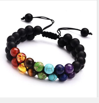 Colorful Stone European And American Men's Black Volcanic Rock Yoga Energy Bracelet - Carvan Mart