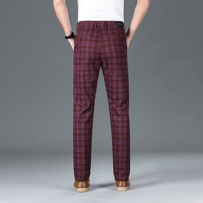 Trendy Plaid Straight Leg Elastic Casual Pants for Men and Women - Carvan Mart