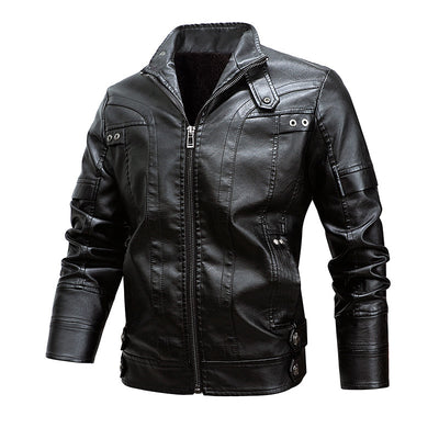 Men's Fashion Loose Lapel Leather Coat - Black - Genuine Leather - Carvan Mart