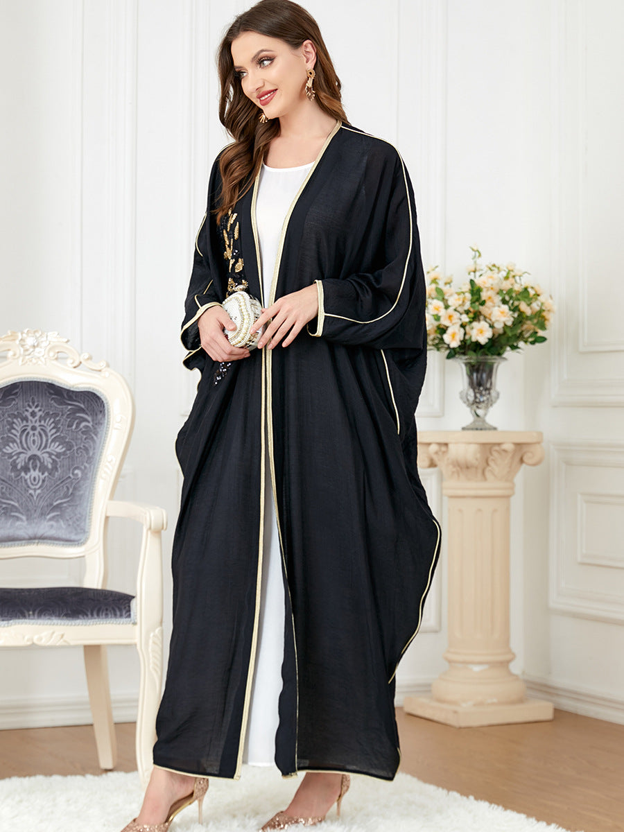 Muslim Women's Middle Eastern Long Sleeve Patchwork Bat Sleeved Dress - Carvan Mart Ltd