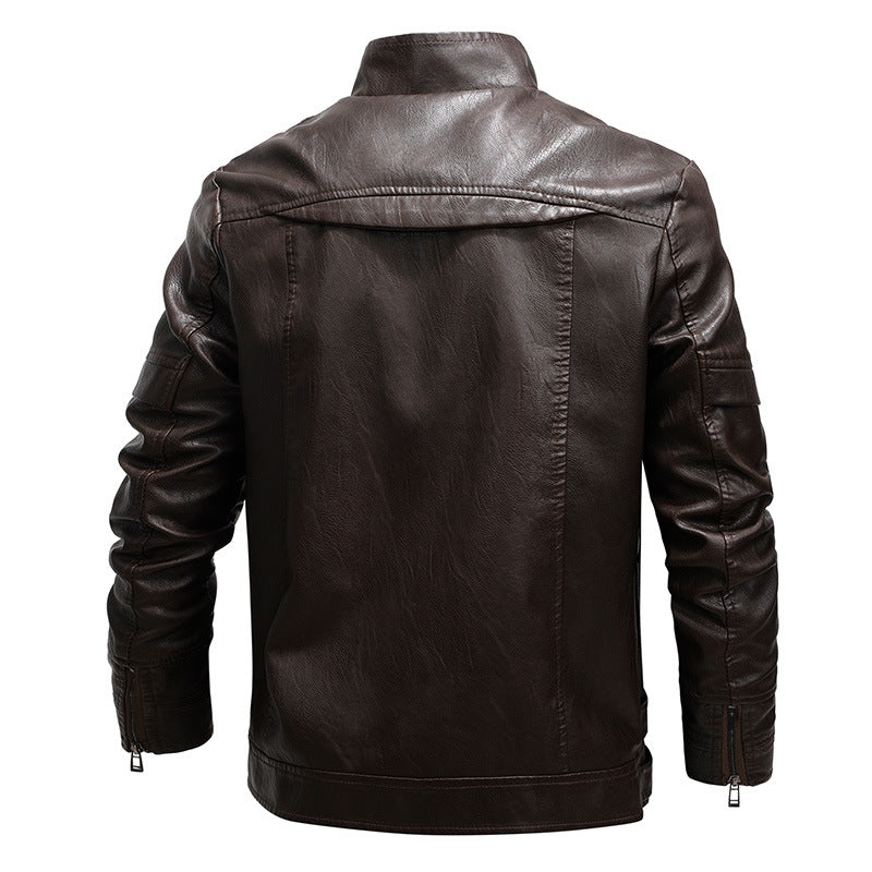 Men's Fashion Loose Lapel Leather Coat - - Genuine Leather - Carvan Mart