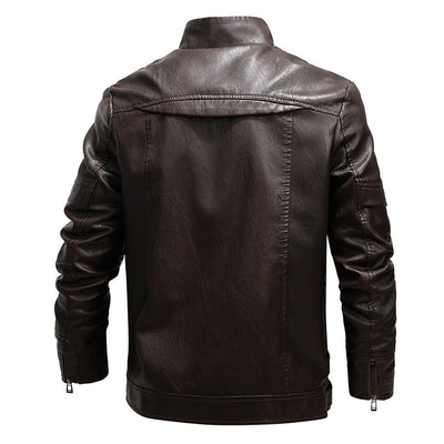 Men's Fashion Loose Lapel Leather Coat - Carvan Mart