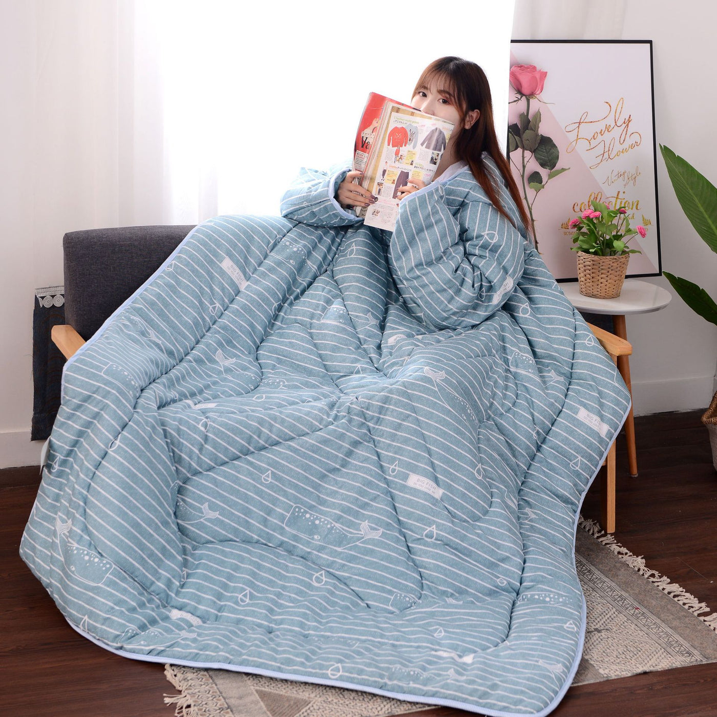 Fashion Quilt Blanket - Light blue 120X160CM - Bedding Sets - Carvan Mart