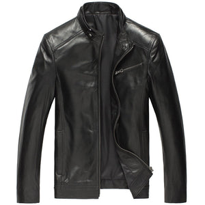 Men's leather leather jacket - Black - Genuine Leather - Carvan Mart