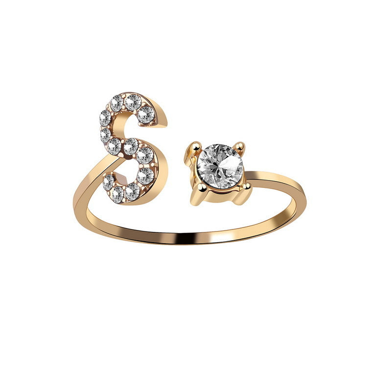 Letter Ring Fashion Jewelry Elegant Rings - Gold S - Women's Rings - Carvan Mart