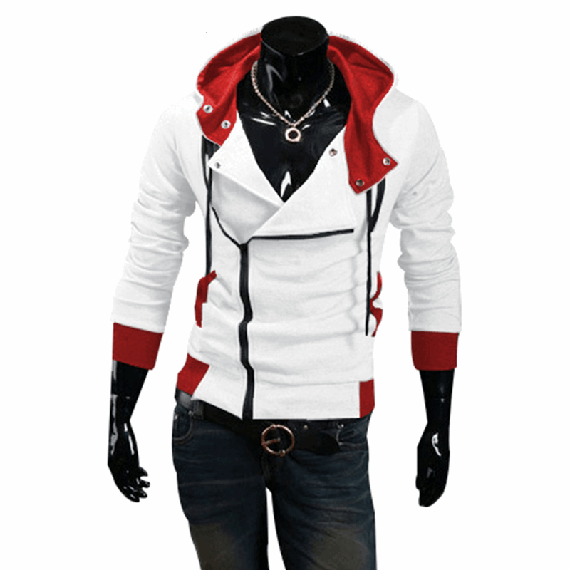 Athletic Hooded Jacket Men's Assassin's Creed Hoodie - White red - Men's Hoodies & Sweatshirts - Carvan Mart
