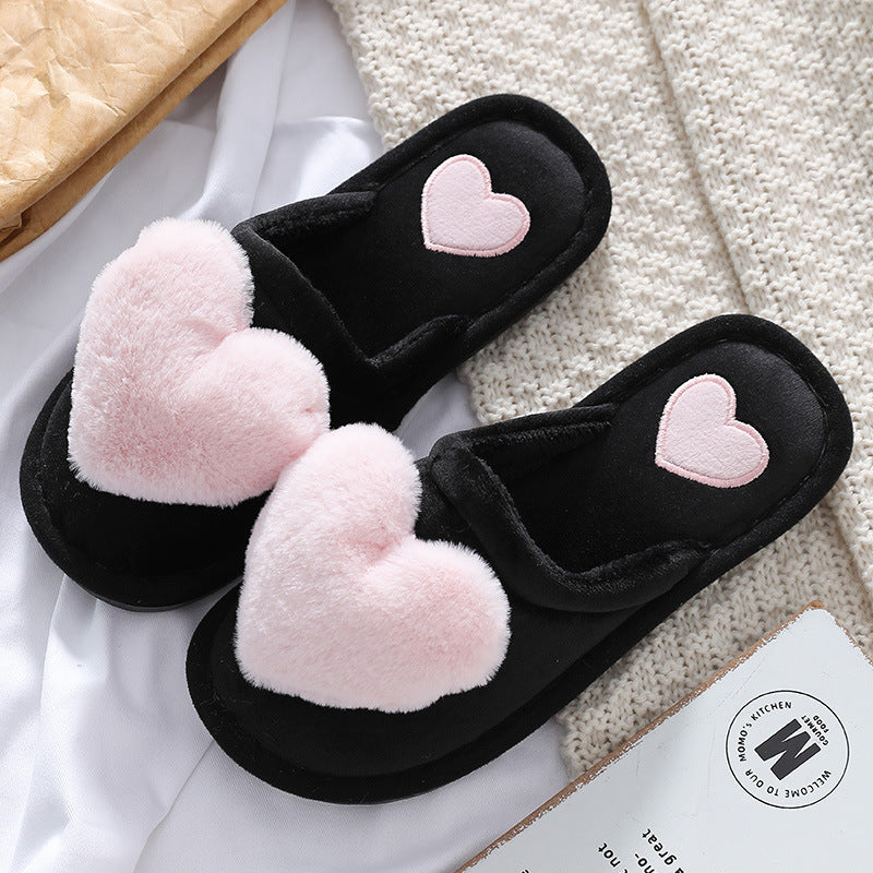 Cute Love Fluffy Slipper Home Slippers - Light pink - Women's Slippers - Carvan Mart