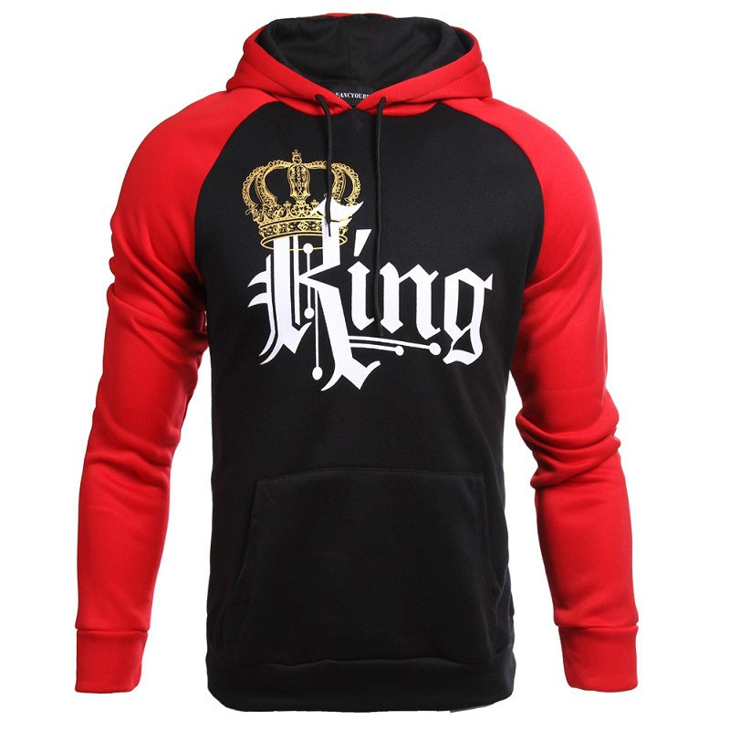 Printed Hooded Couple Sweatshirt - KING - Women Hoodies & Sweatshirts - Carvan Mart