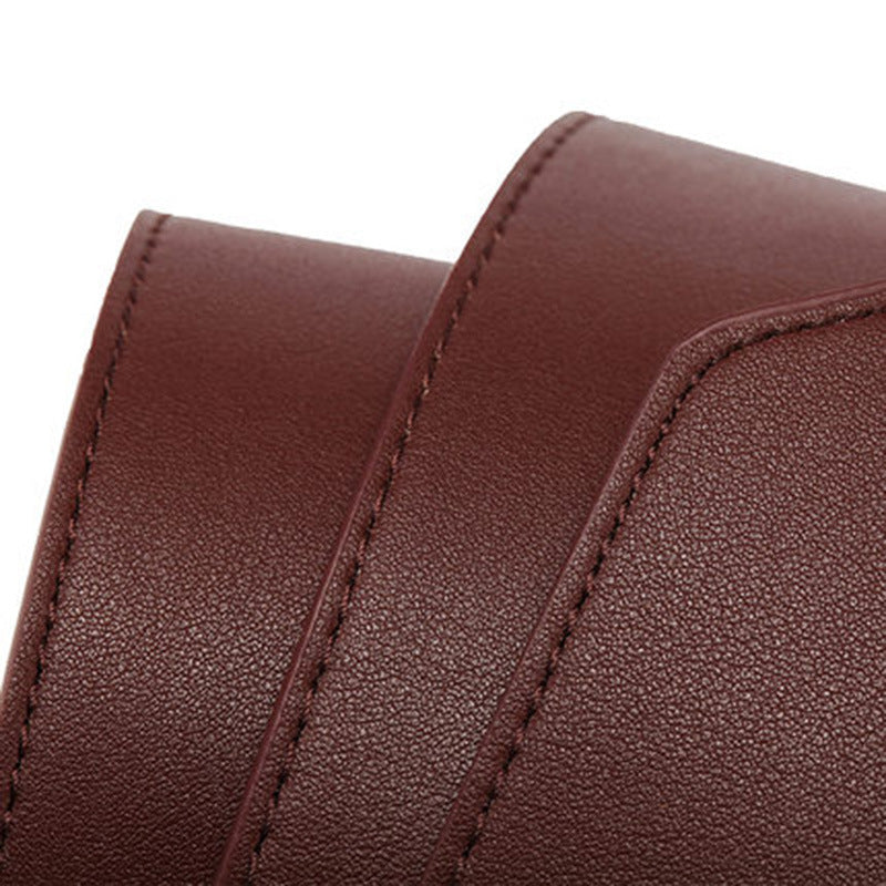 Women's coat belt leather simple decorative dress waist black - Carvan Mart Ltd