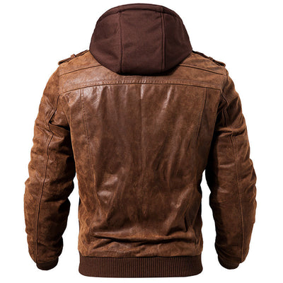 Winter Fashion Motorcycle Leather Jacket Men Slim Fit Oblique Zipper PU Streetwear - Carvan Mart