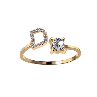 Letter Ring Fashion Jewelry Elegant Rings - Gold D - Women's Rings - Carvan Mart