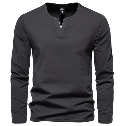 Men's V-neck Long Sleeve T-shirt Bottoming Shirt - Carvan Mart Ltd