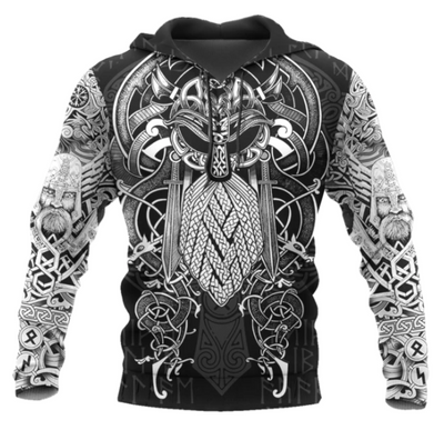 Retro Style Hooded Sweatshirts Best Viking Tattoo 3D Hoodies Hipster Urban Streetwear Hoodies - Carvan Mart