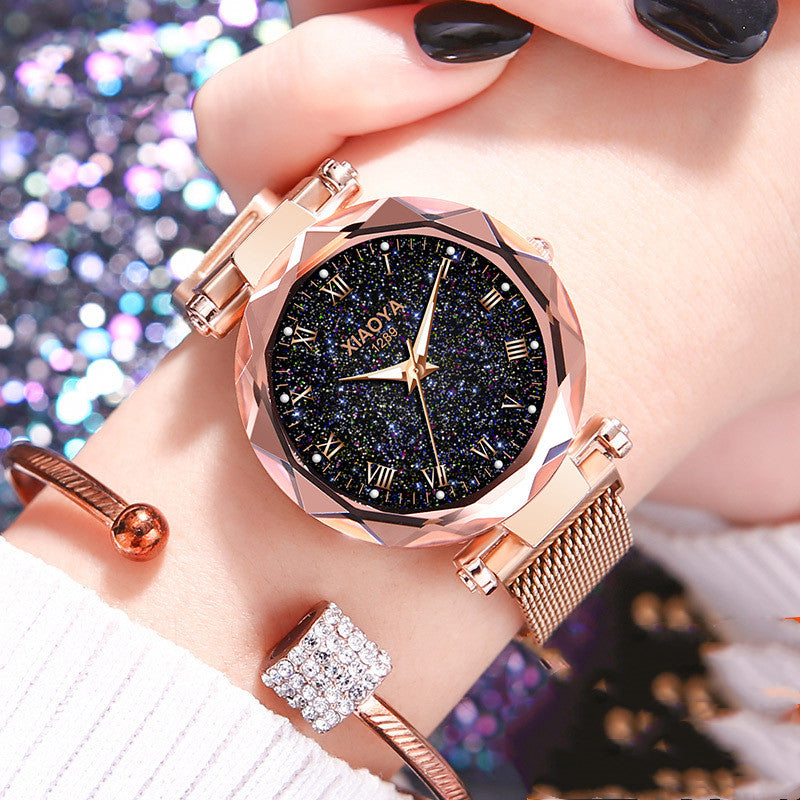 Time simple leisure atmosphere student star watch - Golden - Women's Watches - Carvan Mart