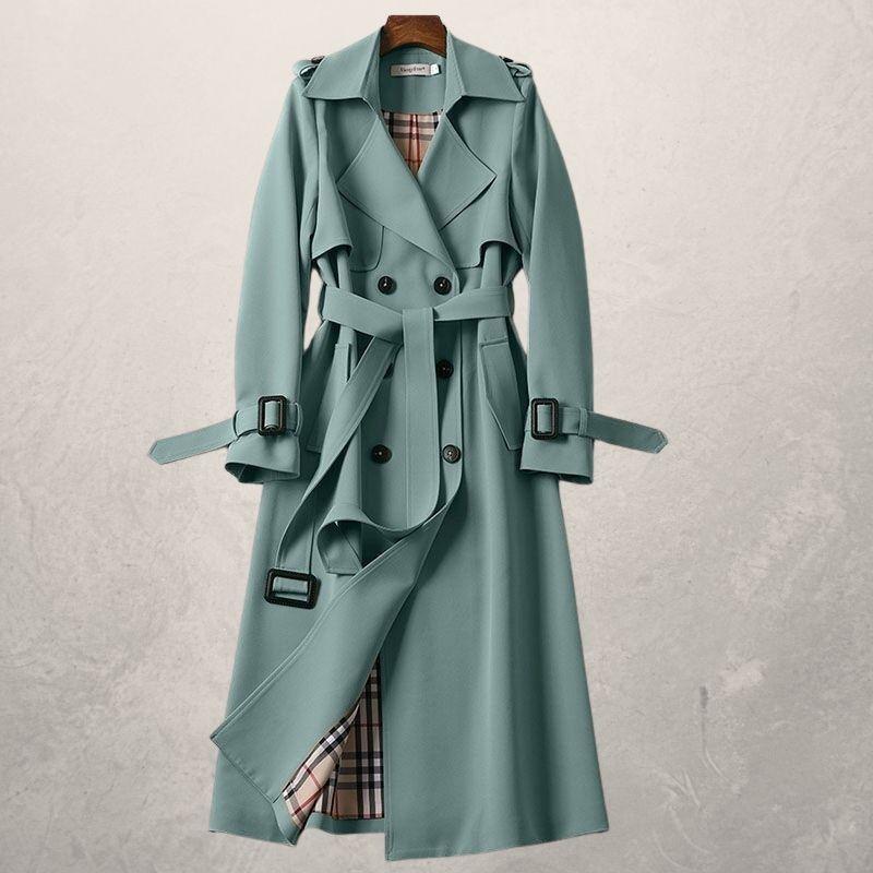 Women's Mid-length Trench Coat Long Windbreaker - Carvan Mart