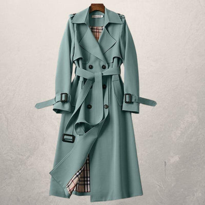 Women's Mid-length Trench Coat Long Windbreaker - Green - Women's Coats & Jackets - Carvan Mart