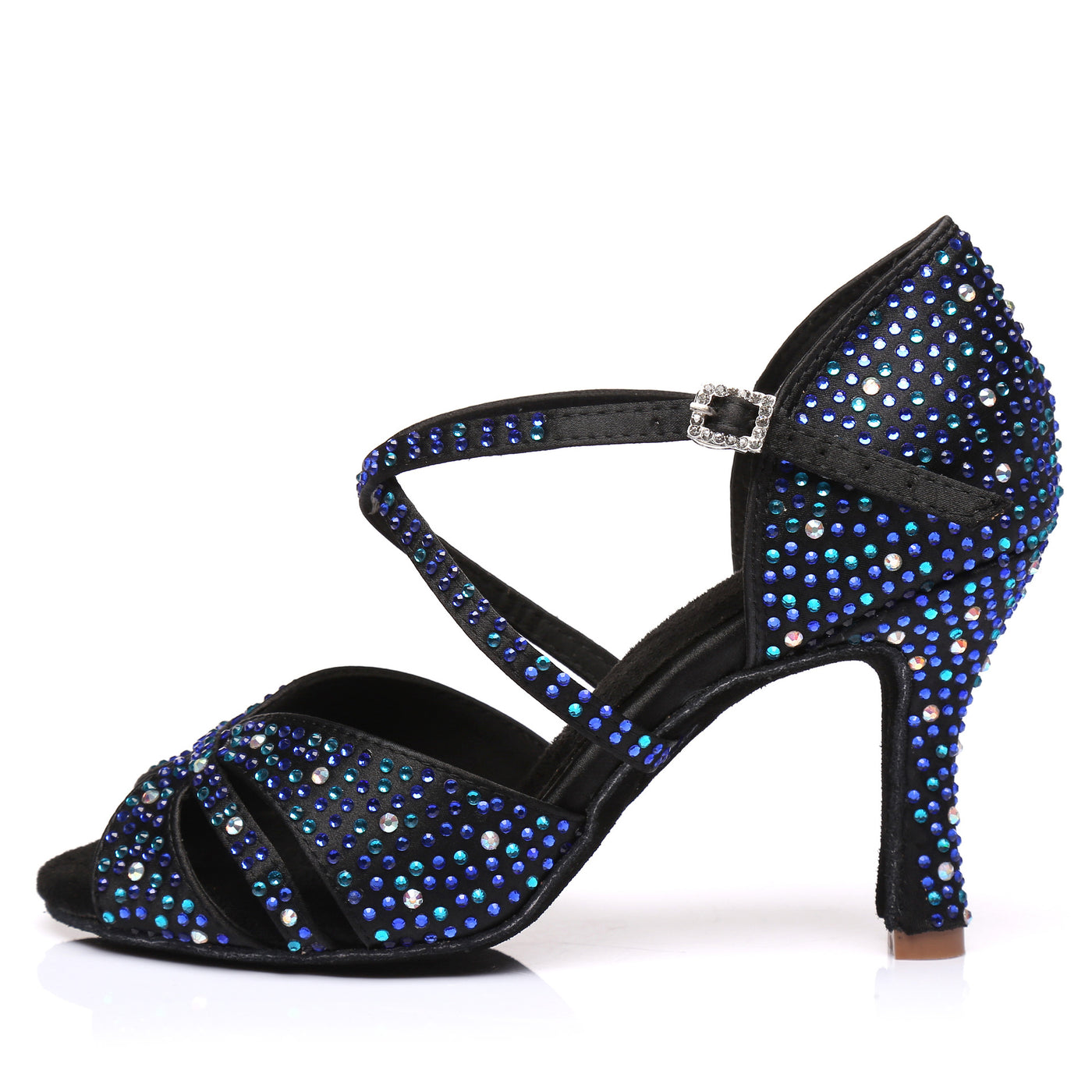 Stunning Blue Rhinestone Dance Heels - Perfect for Elegant Evenings - Carvan Mart