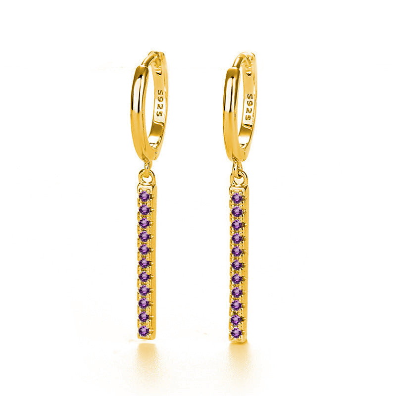 Sterling Silver Needle Tassel Fashion Earrings - Purple Gold - Earrings - Carvan Mart