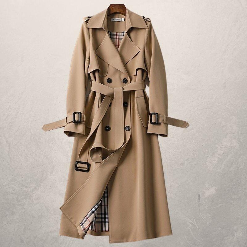 Women's Mid-length Trench Coat Long Windbreaker - Khaki - Women's Coats & Jackets - Carvan Mart