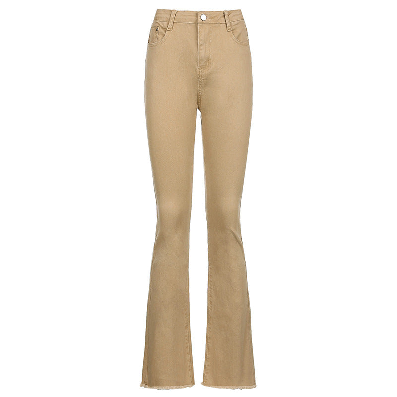 Brown High Waist Stretch Bootcut Jeans Women Casual Pants - Carvan Mart