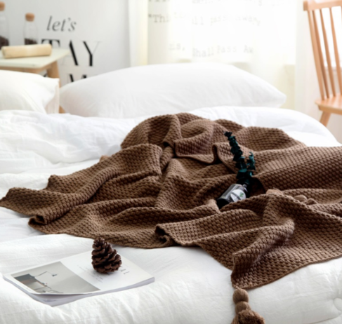 Nordic fringed knit ball blanket wool blanket office air conditioning lunch break blanket shawl blanket sofa leisure blanket blanket - Carvan Mart