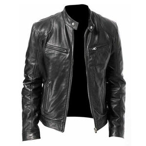 PU Leather Jacket Slim Leather Jacket - Carvan Mart