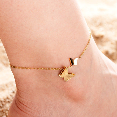 Gold Butterfly Anklet Single Chain - Carvan Mart