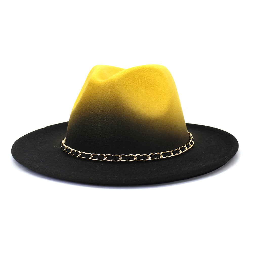 Painted Woolen Flat Brim Autumn And Winter British Style Fashion Fedora Hat - Carvan Mart