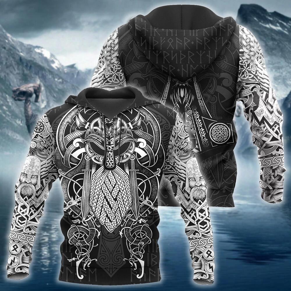 Retro Style Hooded Sweatshirts Best Viking Tattoo 3D Hoodies Hipster Urban Streetwear Hoodies - Carvan Mart