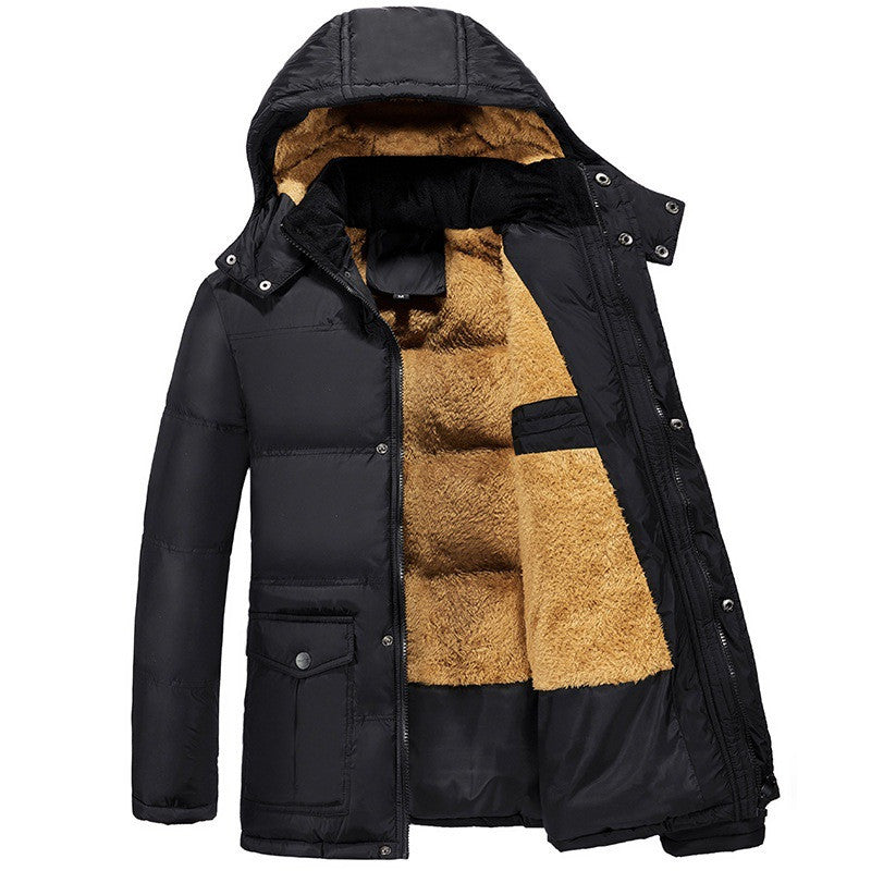 Men's Jacket Hooded Velvet Padded Jacket - - Men's Jackets & Coats - Carvan Mart