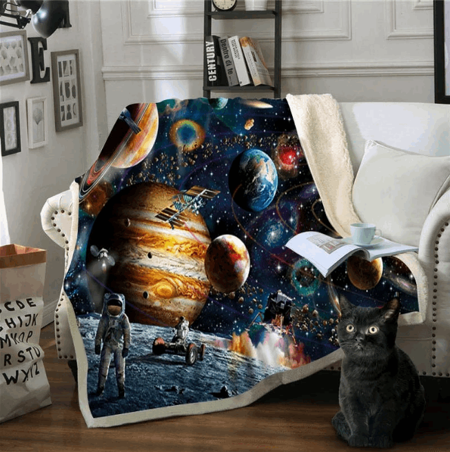 BeddingOutlet Sloth Blankets For Bed Cartoon Animal Plush Blanket Planet Star Bedding Universe Outer Space Sherpa Fleece Blanket - Carvan Mart