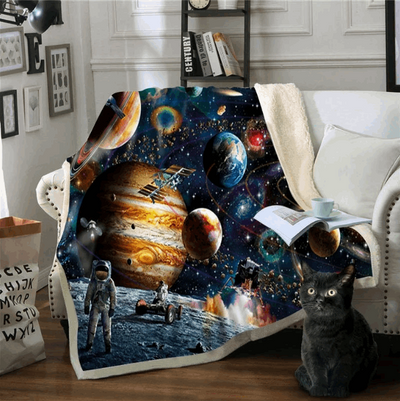 BeddingOutlet Sloth Blankets For Bed Cartoon Animal Plush Blanket Planet Star Bedding Universe Outer Space Sherpa Fleece Blanket - Blue - Bedding Sets - Carvan Mart